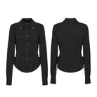 PUNK RAVE Women's Gothic Cross Lace-up Turn-down Collar Shirt