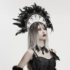 PUNK RAVE Women's Gothic Cross&Skull Chained Feather Headwear