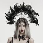 PUNK RAVE Women's Gothic Cross&Skull Chained Feather Headwear
