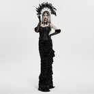 PUNK RAVE Women's Gothic Cross&Skull Chained Feather Headwear