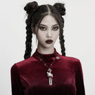 PUNK RAVE Women's Gothic Crystal Woven Necklace White