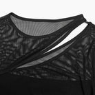 PUNK RAVE Women's Gothic Cutout Drawstring Mesh Shirt