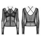 PUNK RAVE Women's Gothic Cutout Halterneck Mesh Shirt