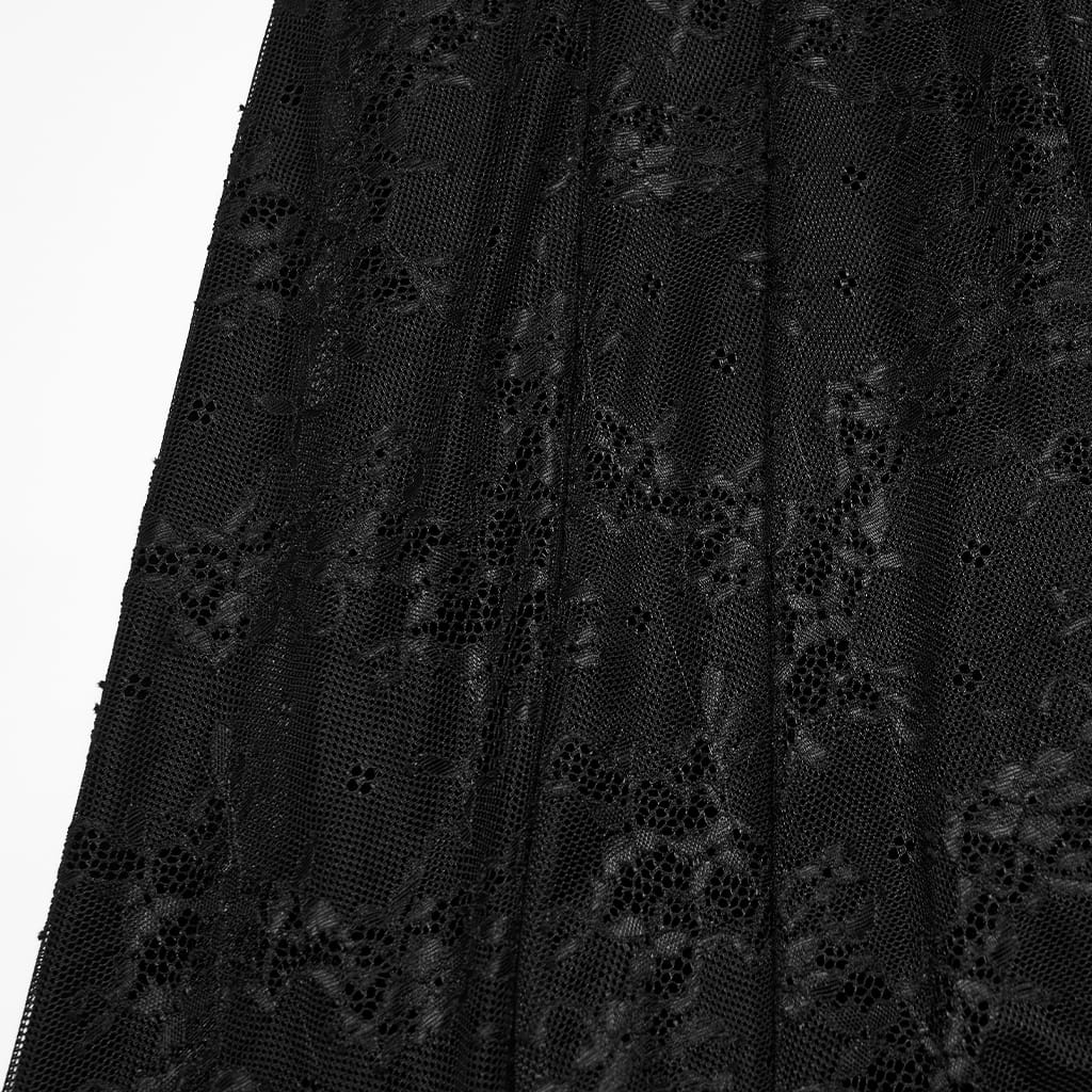 PUNK RAVE Women's Gothic Cutout Lace-up Irregular Hem Maxi Dress Black