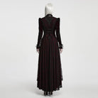 PUNK RAVE Women's Gothic Cutout Lace-up Irregular Hem Maxi Dress Black-Red