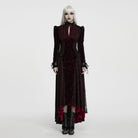 PUNK RAVE Women's Gothic Cutout Lace-up Irregular Hem Maxi Dress Black-Red