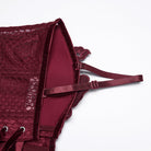 PUNK RAVE Women's Gothic Decal Sheer Lace-up Overbust Corset Red