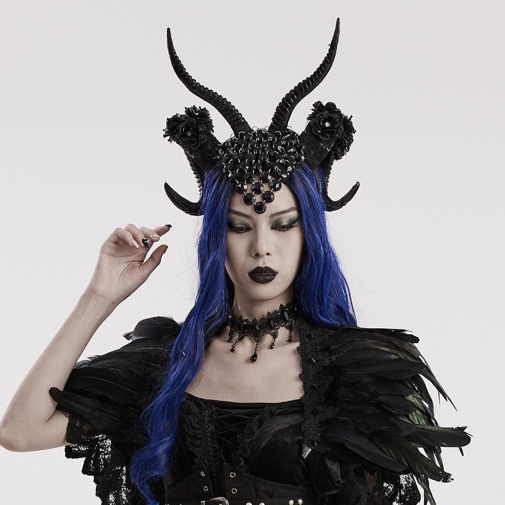 PUNK RAVE Women's Gothic Demon Horn Headwear
