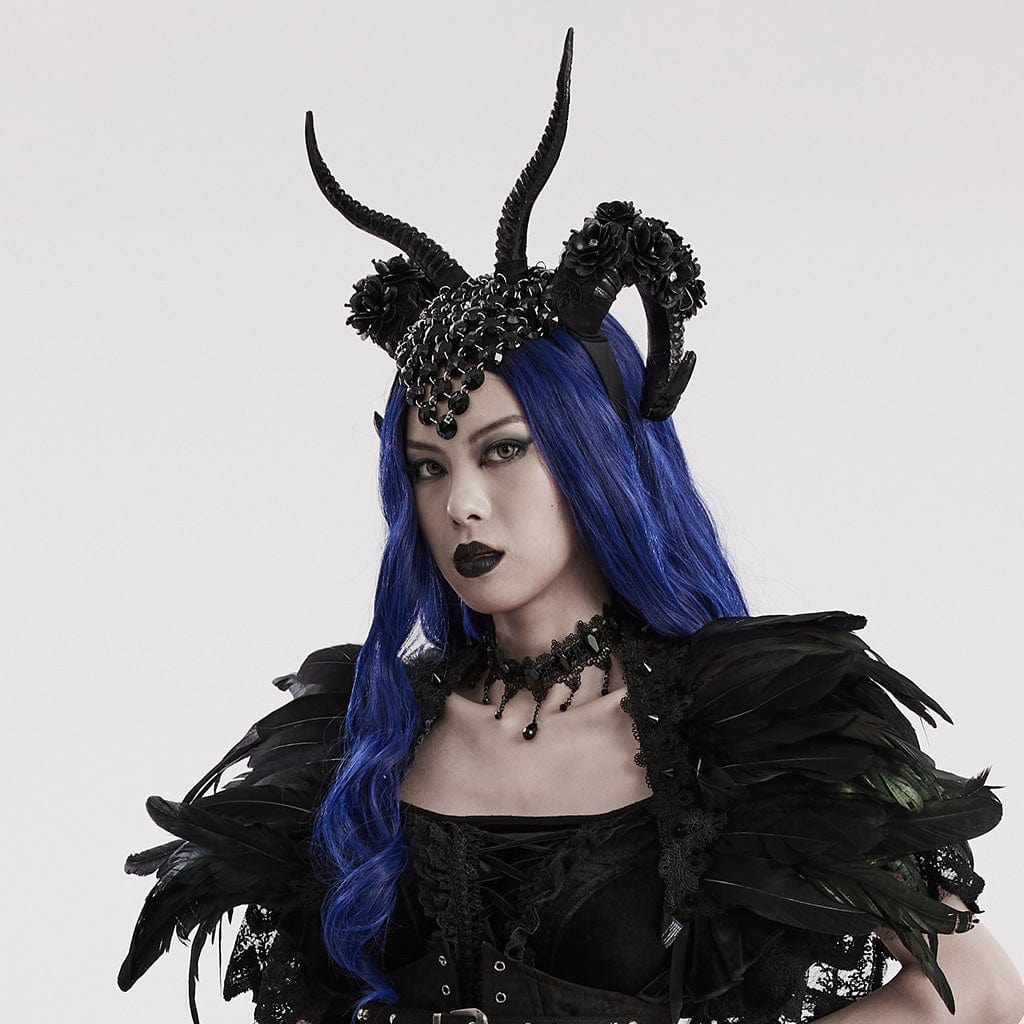 PUNK RAVE Women's Gothic Demon Horn Headwear