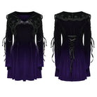 PUNK RAVE Women's Gothic Doll Collar Gradient Velvet Prom Dress Violet