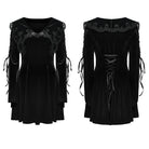 PUNK RAVE Women's Gothic Doll Collar Lace-up Velvet Prom Dress Black
