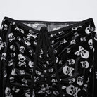 PUNK RAVE Women's Gothic Drawstring Skull Flocking Mesh Flared Pants