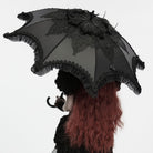 PUNK RAVE Women's Gothic Embroidered Applique Lace Trim Umbrella