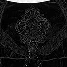 PUNK RAVE Women's Gothic Embroidered Beaded Ruffle Trim Jacquard Velvet Maxi Skirt