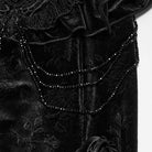 PUNK RAVE Women's Gothic Embroidered Beaded Ruffle Trim Jacquard Velvet Maxi Skirt