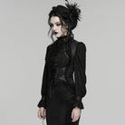 PUNK RAVE Women's Gothic Embroidered Jacquard Lace-up Vest Black