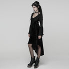 PUNK RAVE Women's Gothic Embroidered Lace-up Flared Sleeved Dress