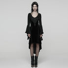 PUNK RAVE Women's Gothic Embroidered Lace-up Flared Sleeved Dress