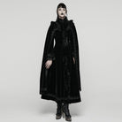 PUNK RAVE Women's Gothic Embroidered Stand Collar Beaded Coat