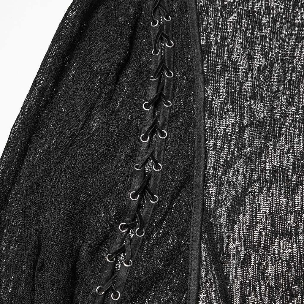 PUNK RAVE Women's Gothic Eyelet Sheer Long Sleeved Cardigan