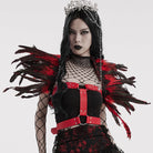 PUNK RAVE Women's Gothic Faux Feather Shoulder Harness