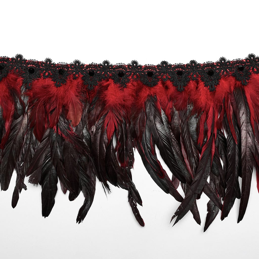 PUNK RAVE Women's Gothic Faux Feather Shoulder Harness