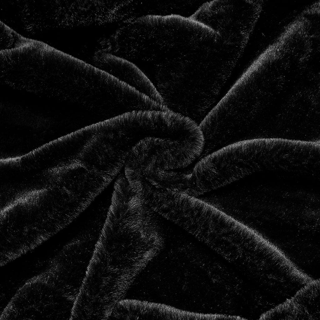 PUNK RAVE Women's Gothic Faux Fur Splice Hooded Cloak Black