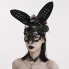 PUNK RAVE Women's Gothic Faux Leather Bunny Mask