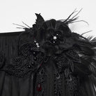 PUNK RAVE Women's Gothic Feather Beaded Applique Mesh Cloak