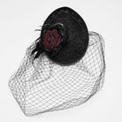 PUNK RAVE Women's Gothic Feather Rose Birdcage Veil Fascinator Hat Black-Red