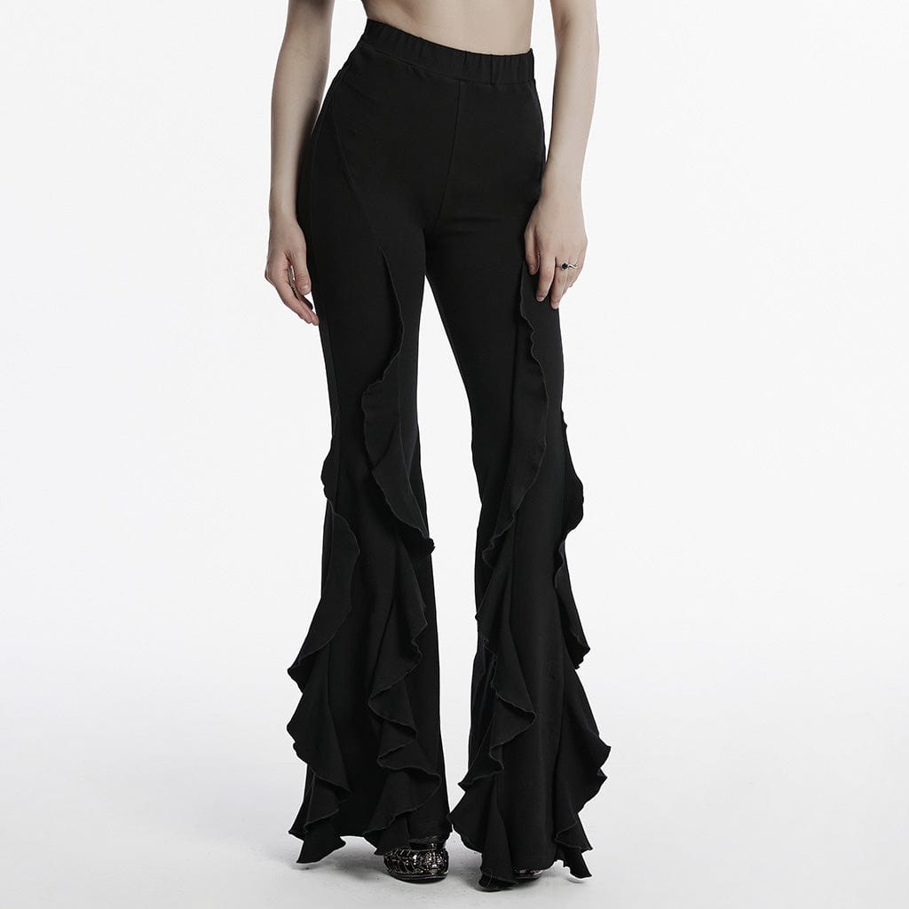 PUNK RAVE Women's Gothic Flared Flared Pants