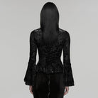 PUNK RAVE Women's Gothic Floral Beaded Flared Sleeved Top