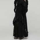 PUNK RAVE Women's Gothic Floral Beaded Irregular Hem Fishtail Skirt Black