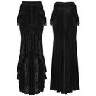 PUNK RAVE Women's Gothic Floral Beaded Irregular Hem Fishtail Skirt Black