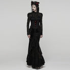 PUNK RAVE Women's Gothic Floral Beaded Irregular Hem Fishtail Skirt Black