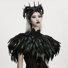 PUNK RAVE Women's Gothic Floral Crochet Feather Cape Black