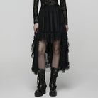 PUNK RAVE Women's Gothic Floral Crochet Multilayer Mesh Skirt