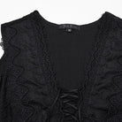 PUNK RAVE Women's Gothic Floral Crochet Plunging Off-shoulder Lantern Sleeved Dress