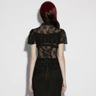 PUNK RAVE Women's Gothic Floral Cutout Lace Shirt