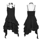 PUNK RAVE Women's Gothic Floral Embroidered Asymmetric Slip Dress