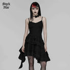 PUNK RAVE Women's Gothic Floral Embroidered Asymmetric Slip Dress