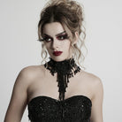 PUNK RAVE Women's Gothic Floral Embroidered Beaded Tassel Necklace