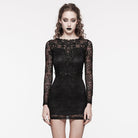 PUNK RAVE Women's Gothic Floral Embroidered Lace Dress