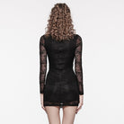 PUNK RAVE Women's Gothic Floral Embroidered Lace Dress