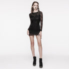 PUNK RAVE Women's Gothic Floral Embroidered Lace Dress