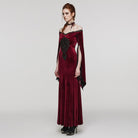 PUNK RAVE Women's Gothic Floral Embroidered Lace Splice Velvet Dress