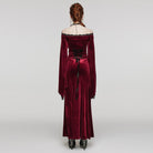 PUNK RAVE Women's Gothic Floral Embroidered Lace Splice Velvet Dress