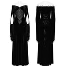 PUNK RAVE Women's Gothic Floral Embroidered Lace Splice Velvet Dress