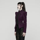 PUNK RAVE Women's Gothic Floral Embroidered Lace-up Jacket Violet