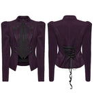 PUNK RAVE Women's Gothic Floral Embroidered Lace-up Jacket Violet